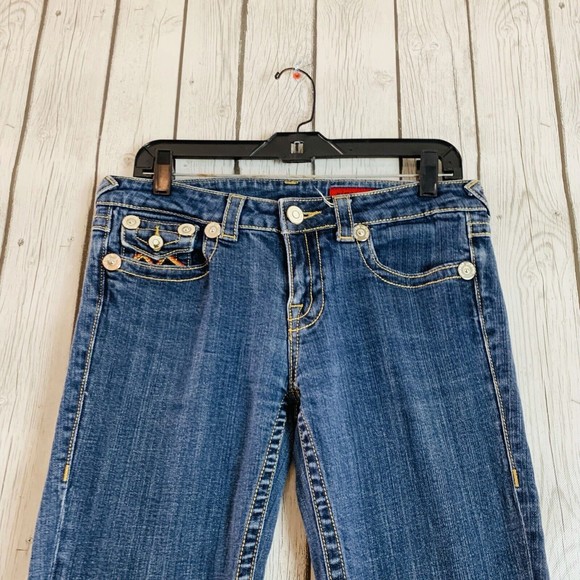 Womens Vigoss Bootcut Embroidered Flap Pocket Dark Wash Denim Blue Jeans Size 9 - Picture 2 of 8